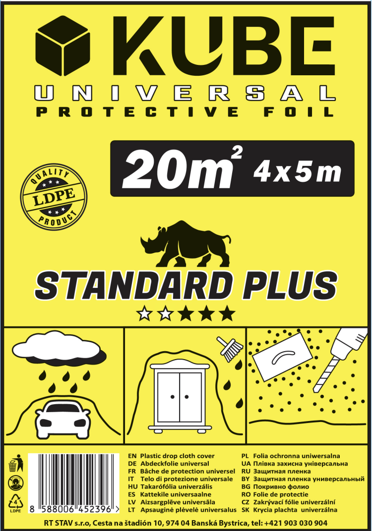 Zakrývacia fólia STANDARD PLUS 4x5m, 12 mic.